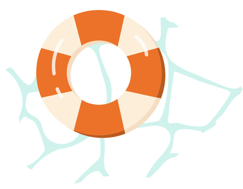A life preserver is floating on top of a swimming pool.