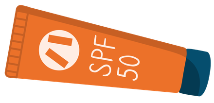 An orange tube of sunscreen with a blue cap