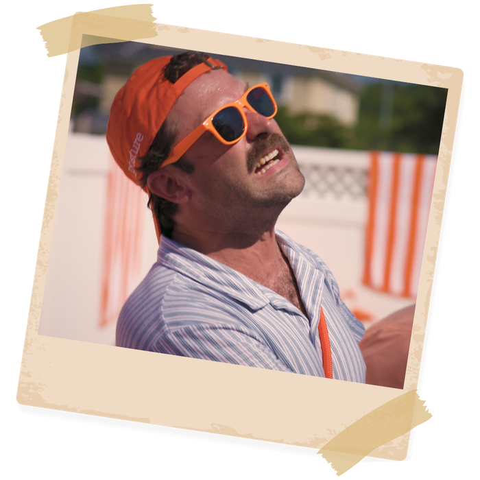 A picture of a man wearing sunglasses struggling