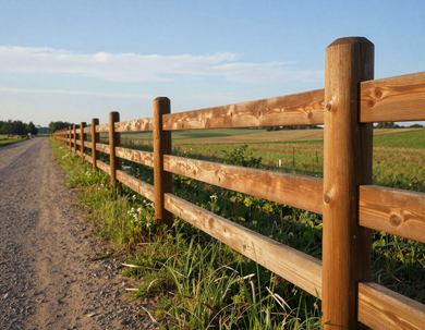 Timber post and rail fencing