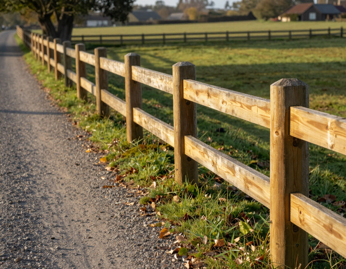 Timber post and rail fencing