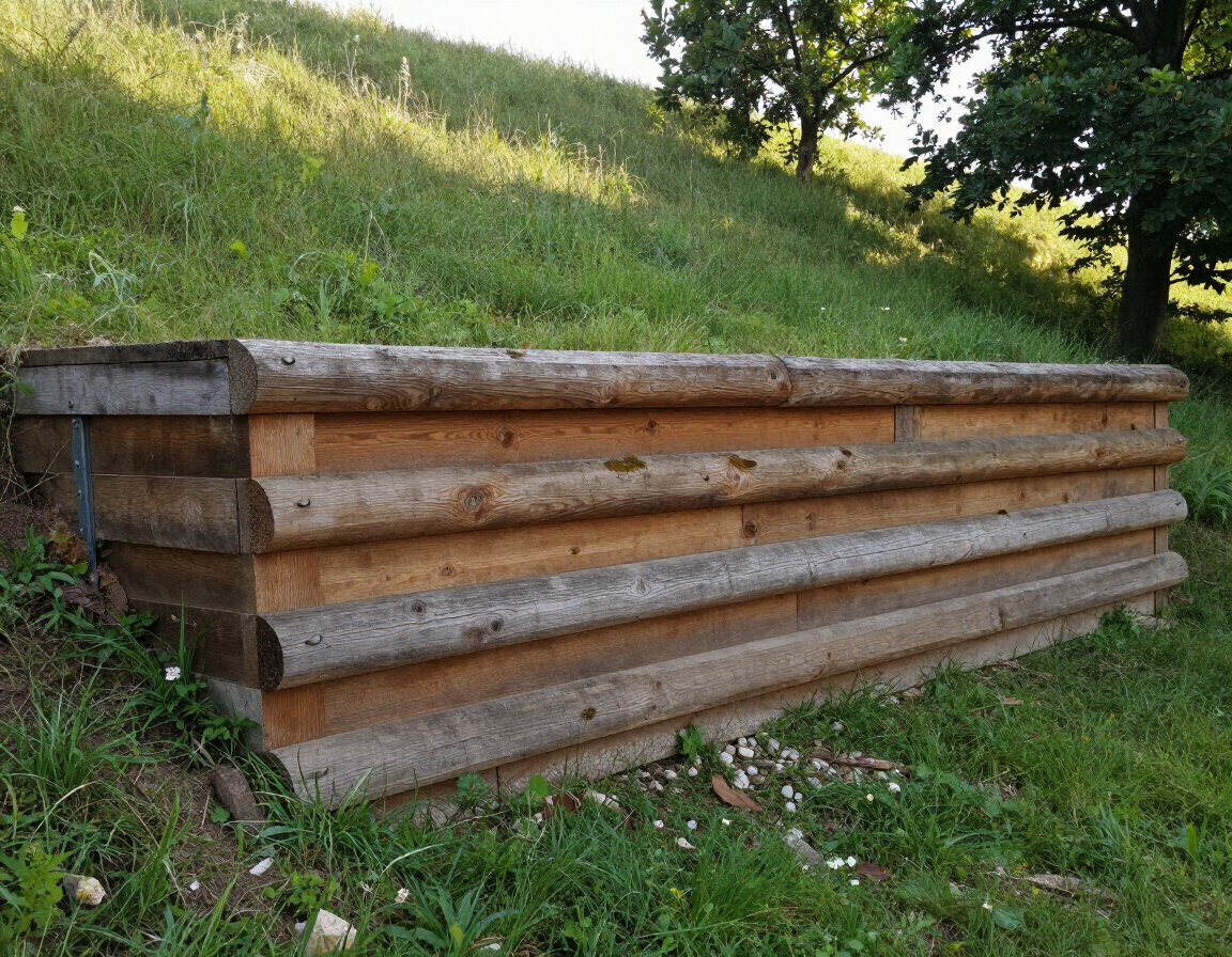 Timber retaining wall