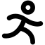 Black stick figure running icon with a circular head