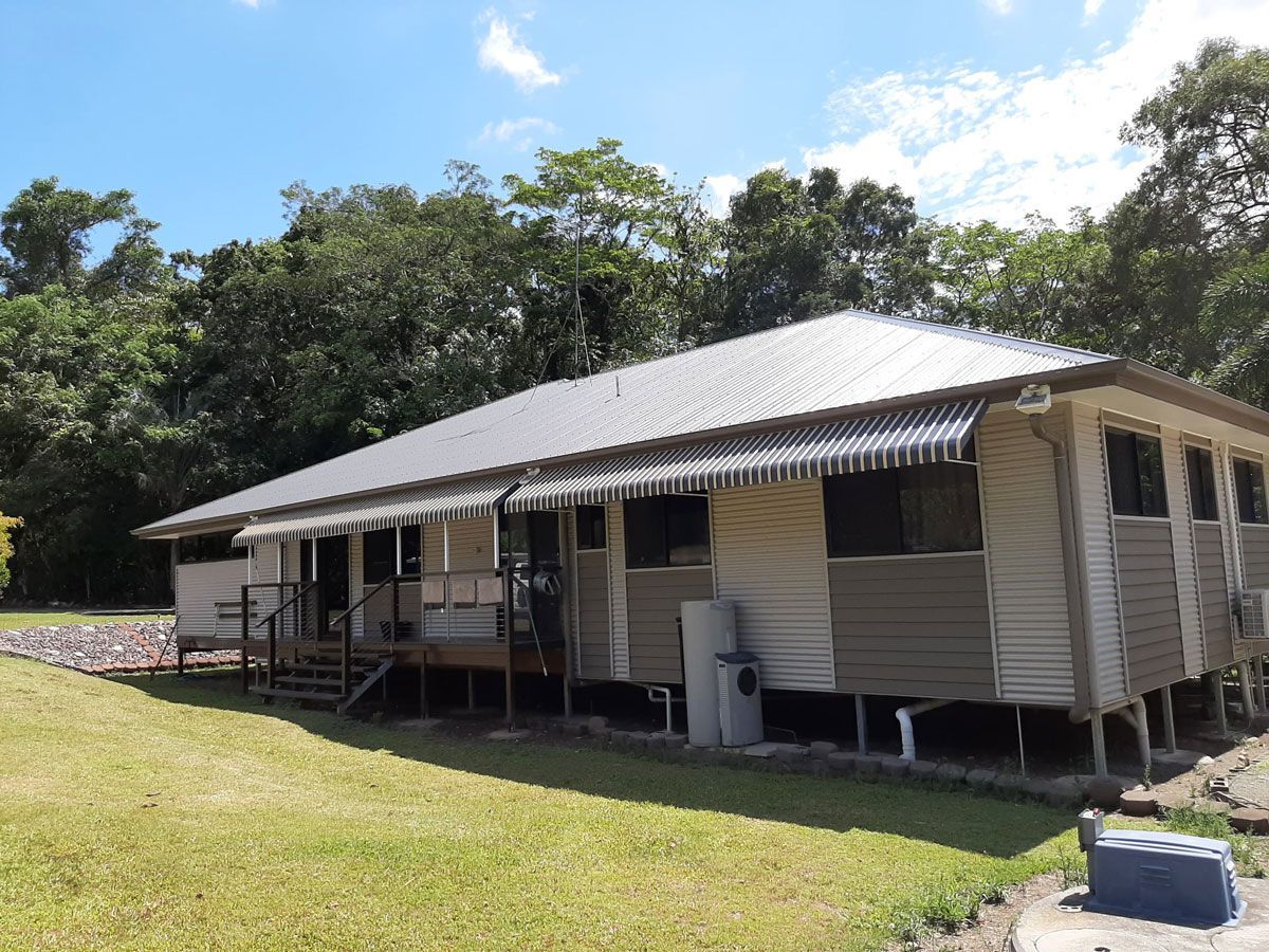 Newly Installed Striped Awnings