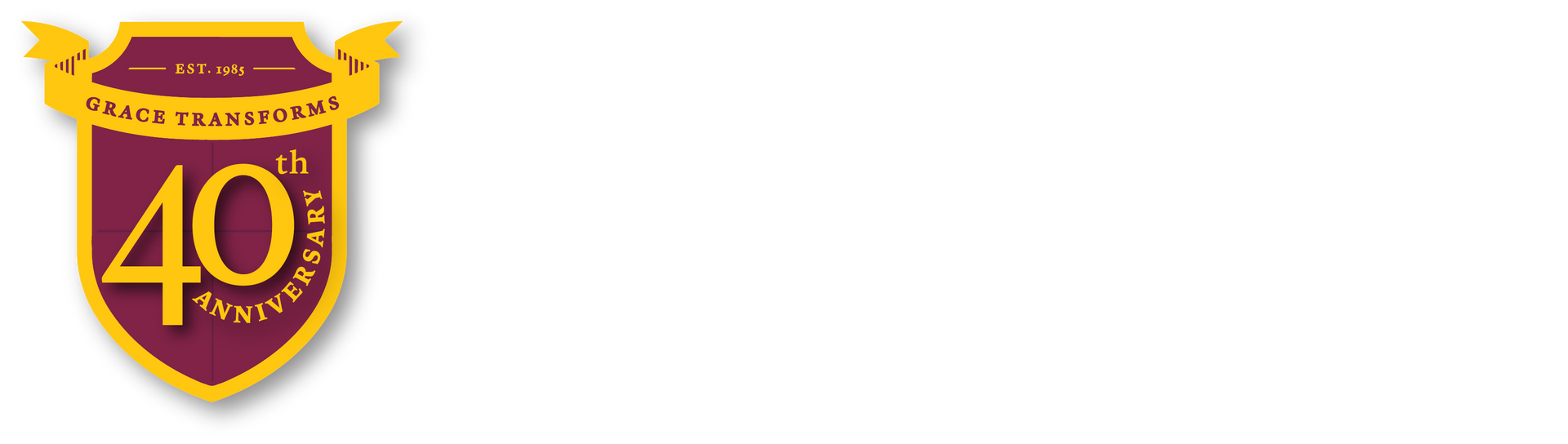 Grace Academy logo with a maroon bird, gold beak, and a maroon box around the text.