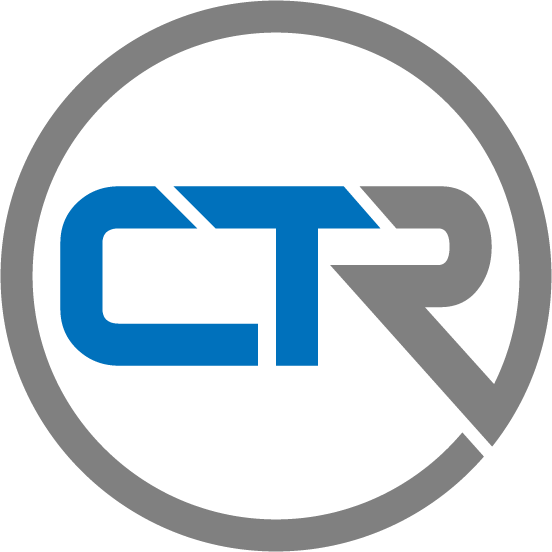 Blue and gray CTR logo within a gray circle.