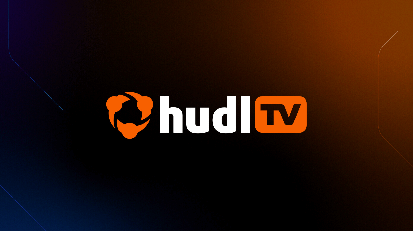 Hudl TV logo on a gradient orange and blue background.