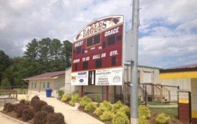 Scoreboard at an Eagles football game;