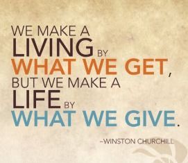 Quote about making a living and a life, attributed to Winston Churchill, on a textured background.
