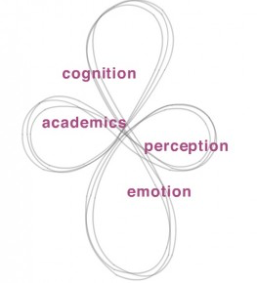 Diagram of interconnected concepts: cognition, academics, perception, and emotion.