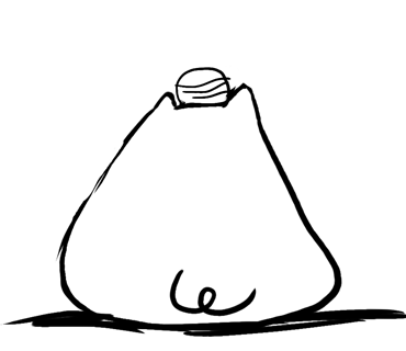 一個袋子的黑白圖畫，上面有一個漢堡。