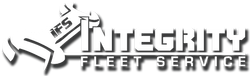 A black and white logo for integrity fleet service.