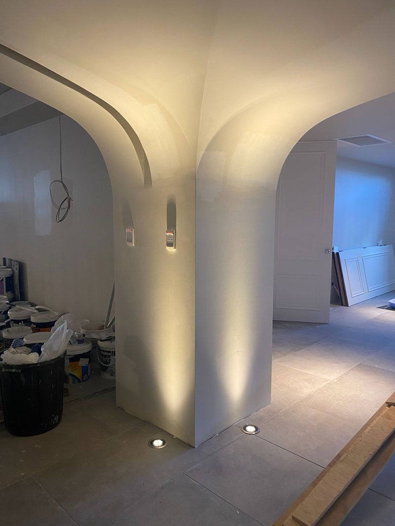 Hallway with lights — Manufacturing Cornices in Logan Village, QLD