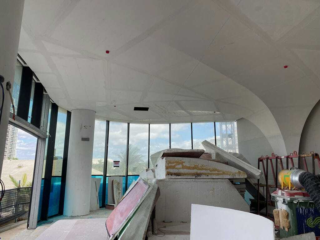Hedges Ave White Curved Wall — Custom Cornices in Logan Village, QLD