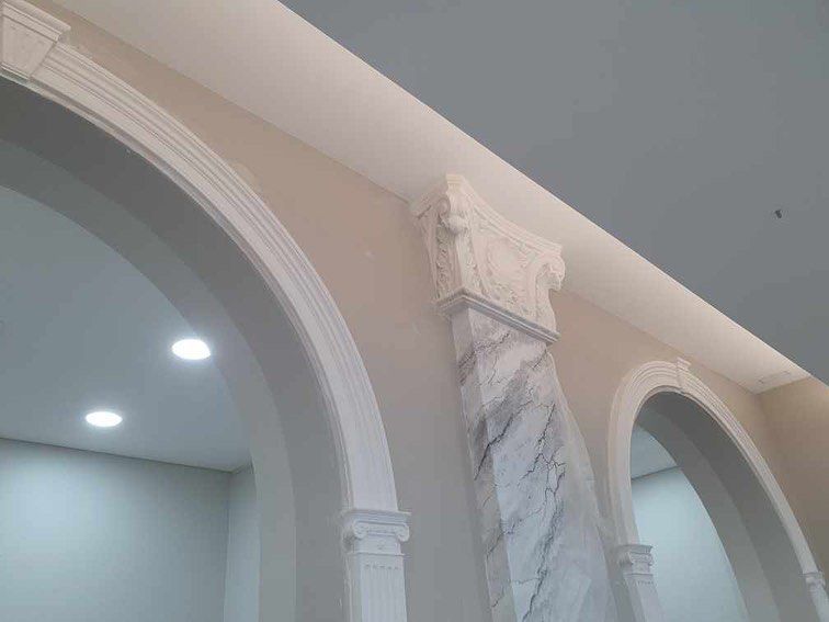 Office with Arch Doorways under construction Side View — Manufacturing Cornices in Logan Village, QLD