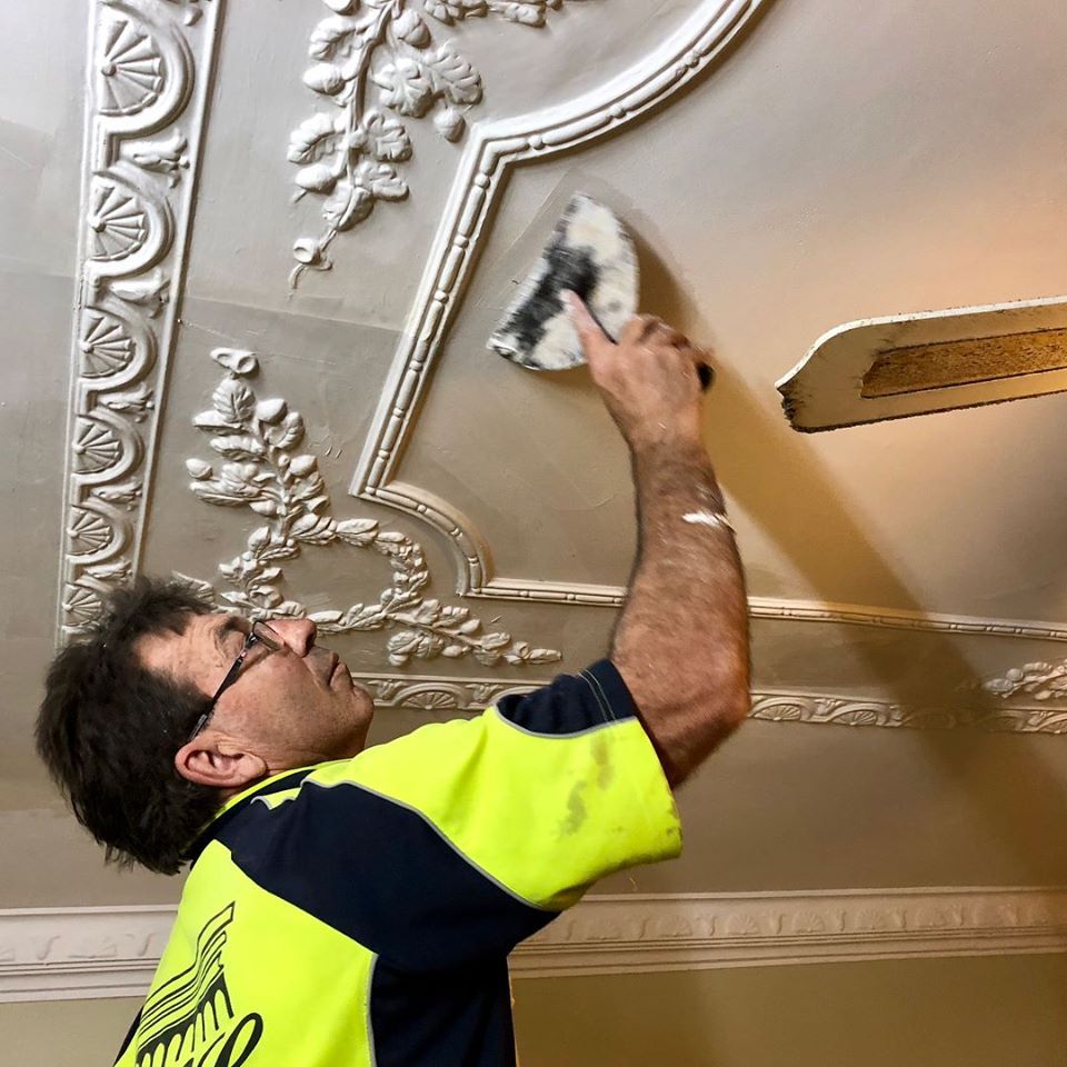 Working on Ceiling Cornice — Cornice Reproduction in Logan Village, QLD