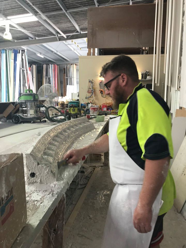 Working on Curved Cornice — Manufacturing Cornices in Logan Village, QLD