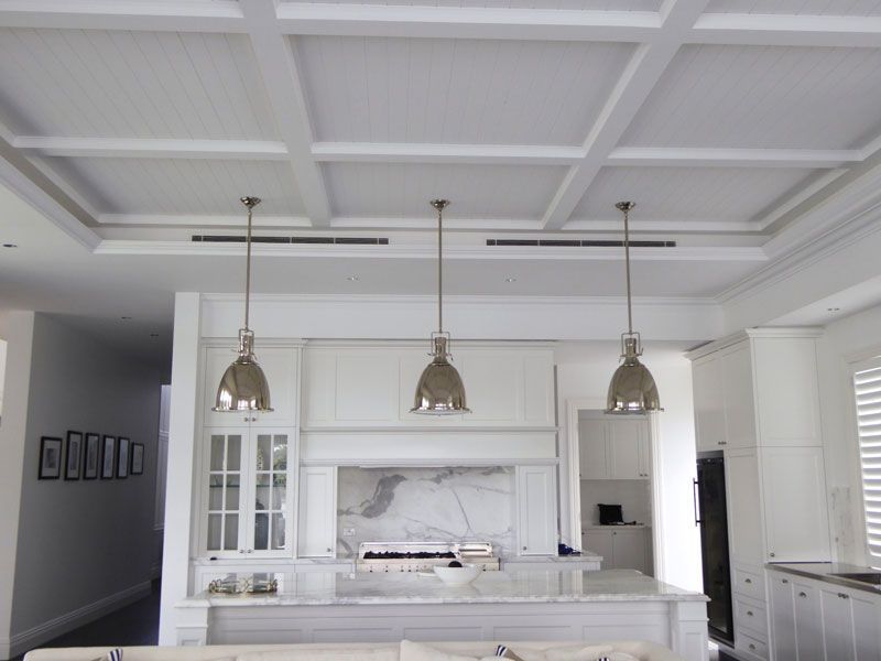 Three light on kitchen— Manufacturing Cornices in Logan Village, QLD
