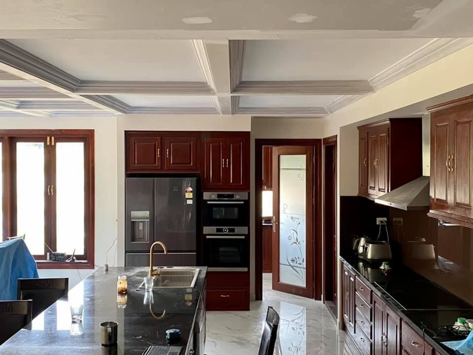 Kitchen with Coffered Ceiling — Manufacturing Cornices in Logan Village, QLD