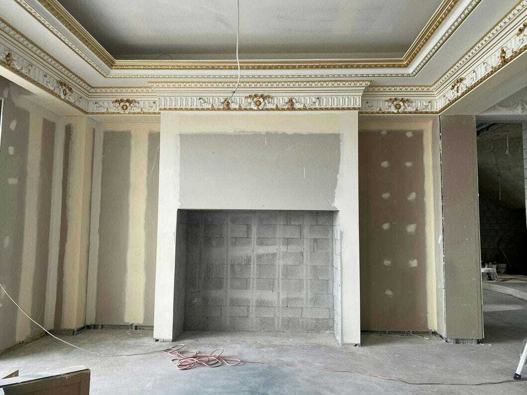 Installing Medallion Cornice — Custom Cornices in Logan Village, QLD