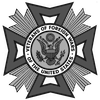 The emblem of the Veterans of Foreign Wars of the United States, featuring a cross with a central circular seal.