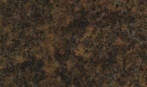 A close-up of dark brown and black granite or laminate countertop material with a mottled, textured pattern.