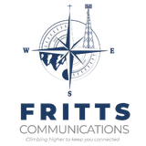 A logo for Fritts Communications with a compass on it