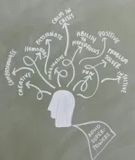 Chalk drawing of a head with