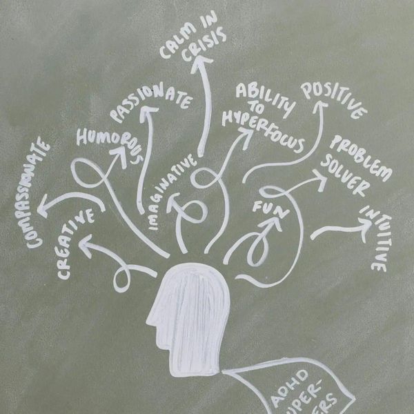 Chalk drawing of a head with