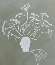Chalk drawing of a head with