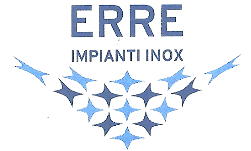 Logo per Erre Impianti Inox, caratterizzato da testo e da una grafica stilizzata a forma di stella nei toni del blu.