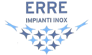 Logo per Erre Impianti Inox, caratterizzato da testo e da una grafica stilizzata a forma di stella nei toni del blu.