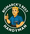 Logo for Bismarck's Best Handyman featuring a smiling person giving a thumbs up and holding a hammer in a green circle.