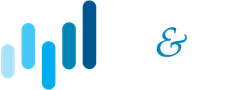 Blue bars graphic and ampersand.