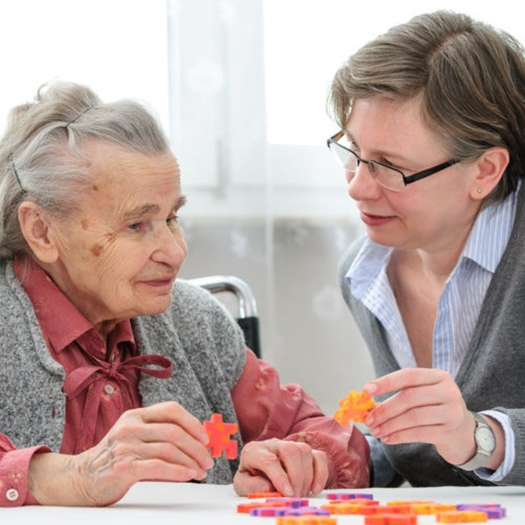 elder with caregiver