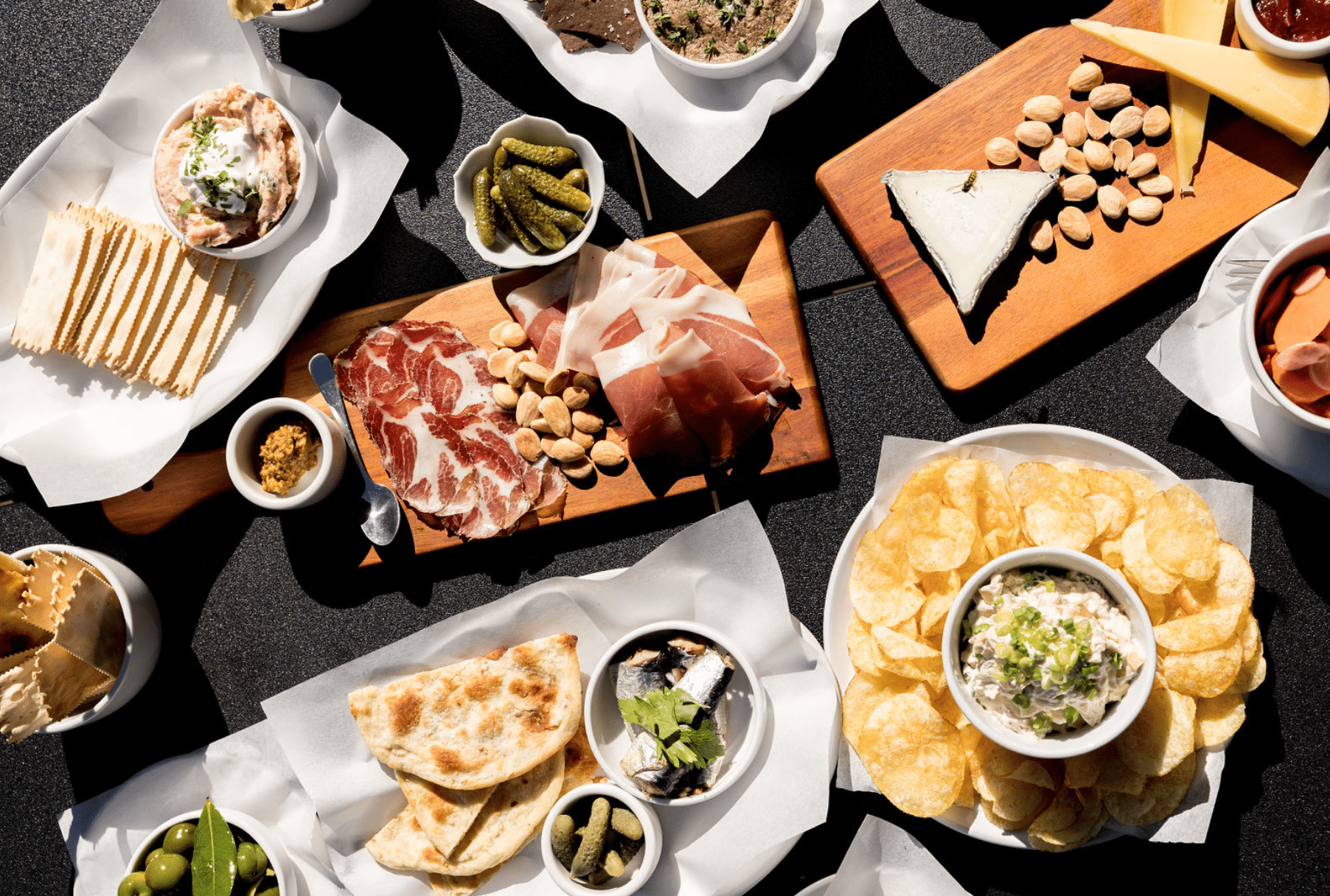 There are many different types of food on the table.