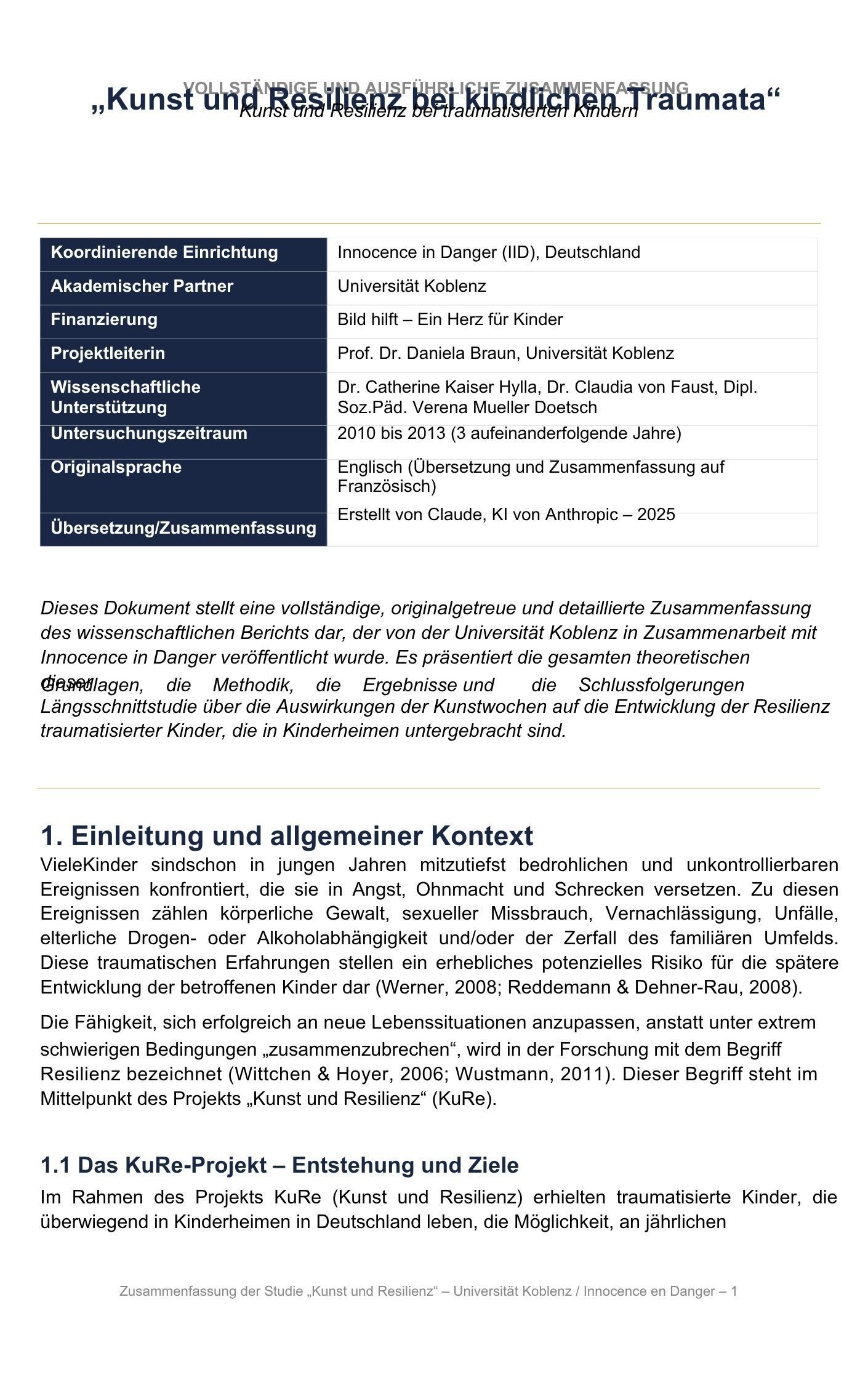 Summary of the Koblenz study (German) Summary of the Koblenz study (German)