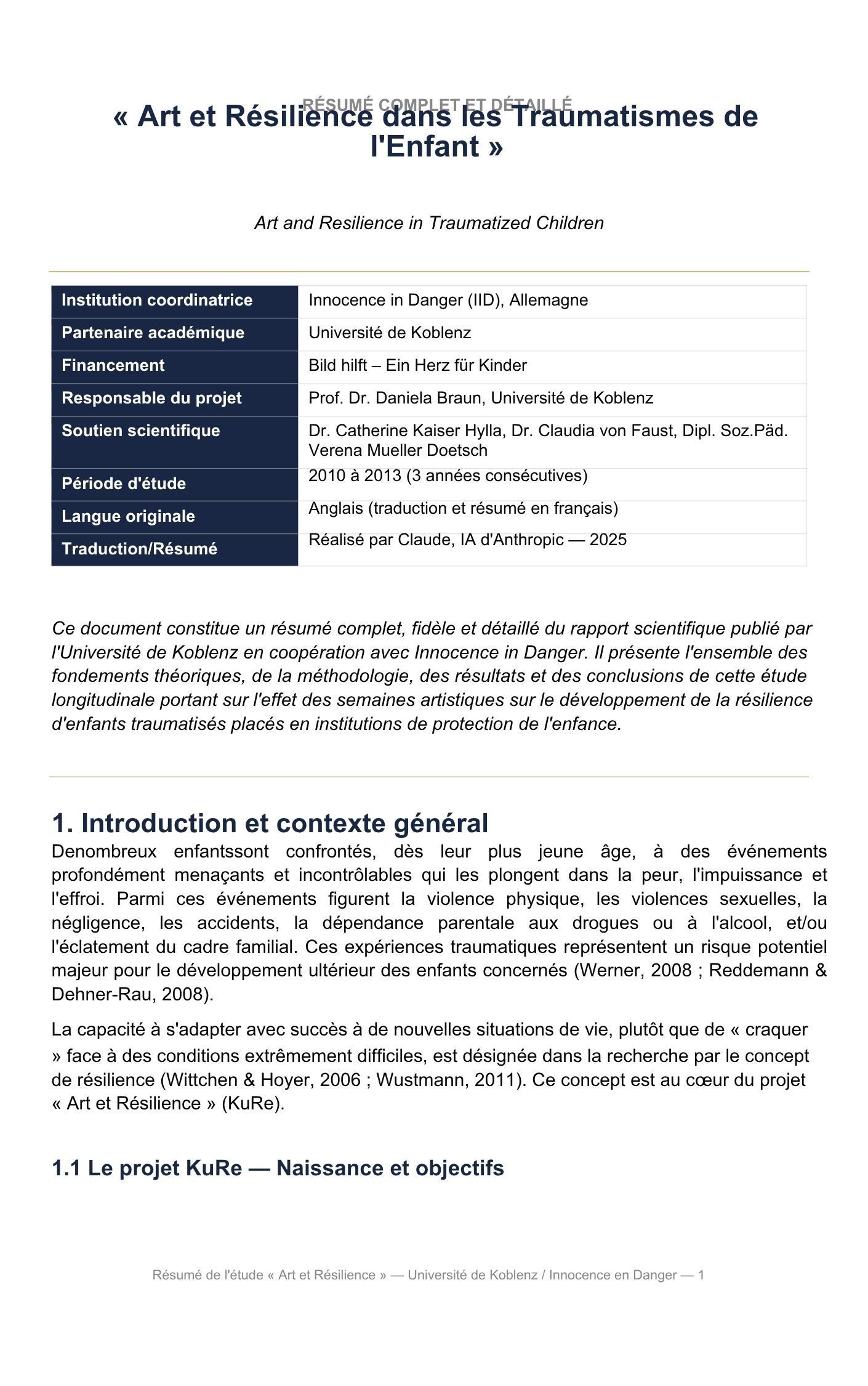 Summary of the Koblenz study (French) Summary of the Koblenz study (French)