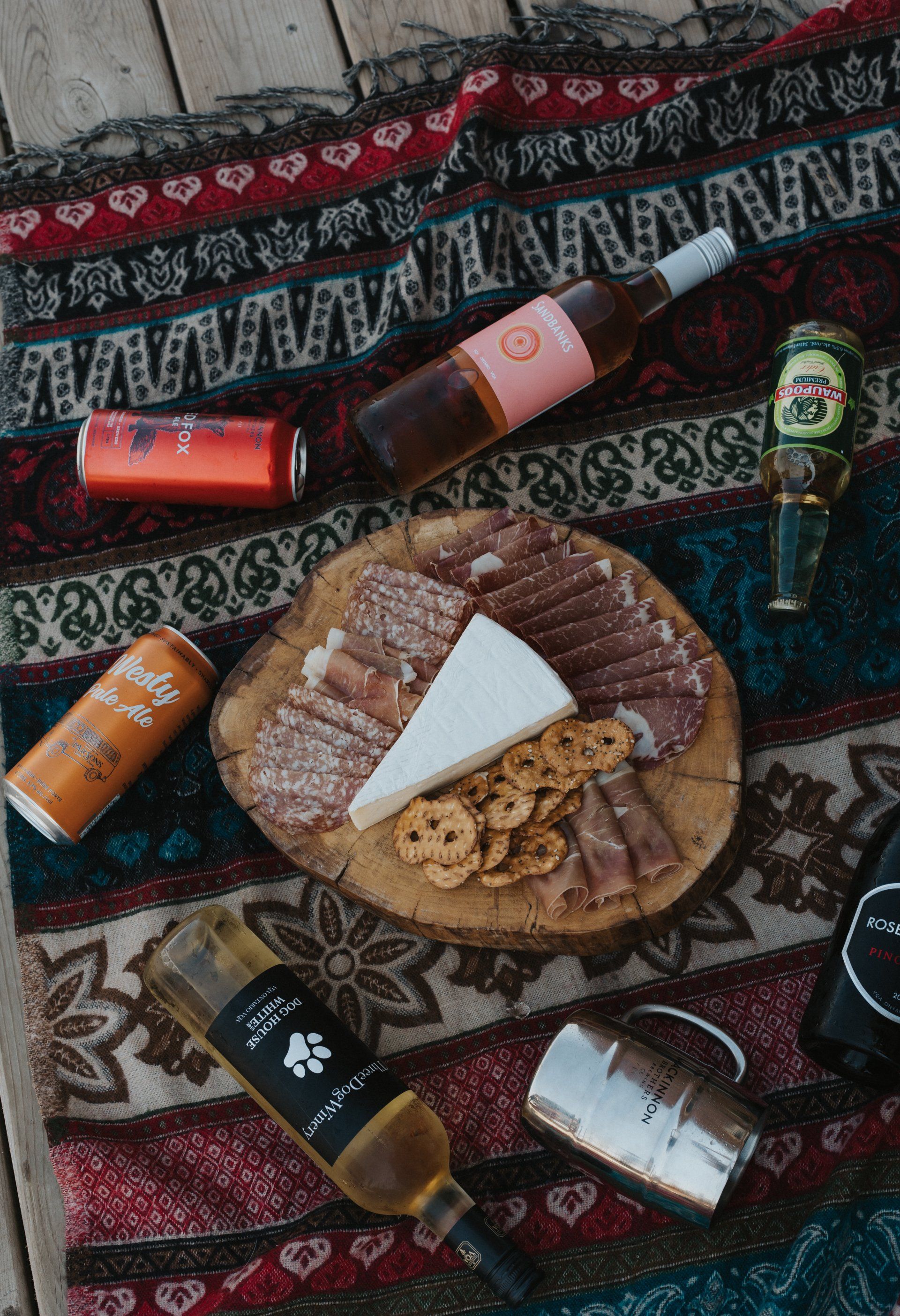 Sandbanks wine, cheese and local beers from a Kingston brewery
