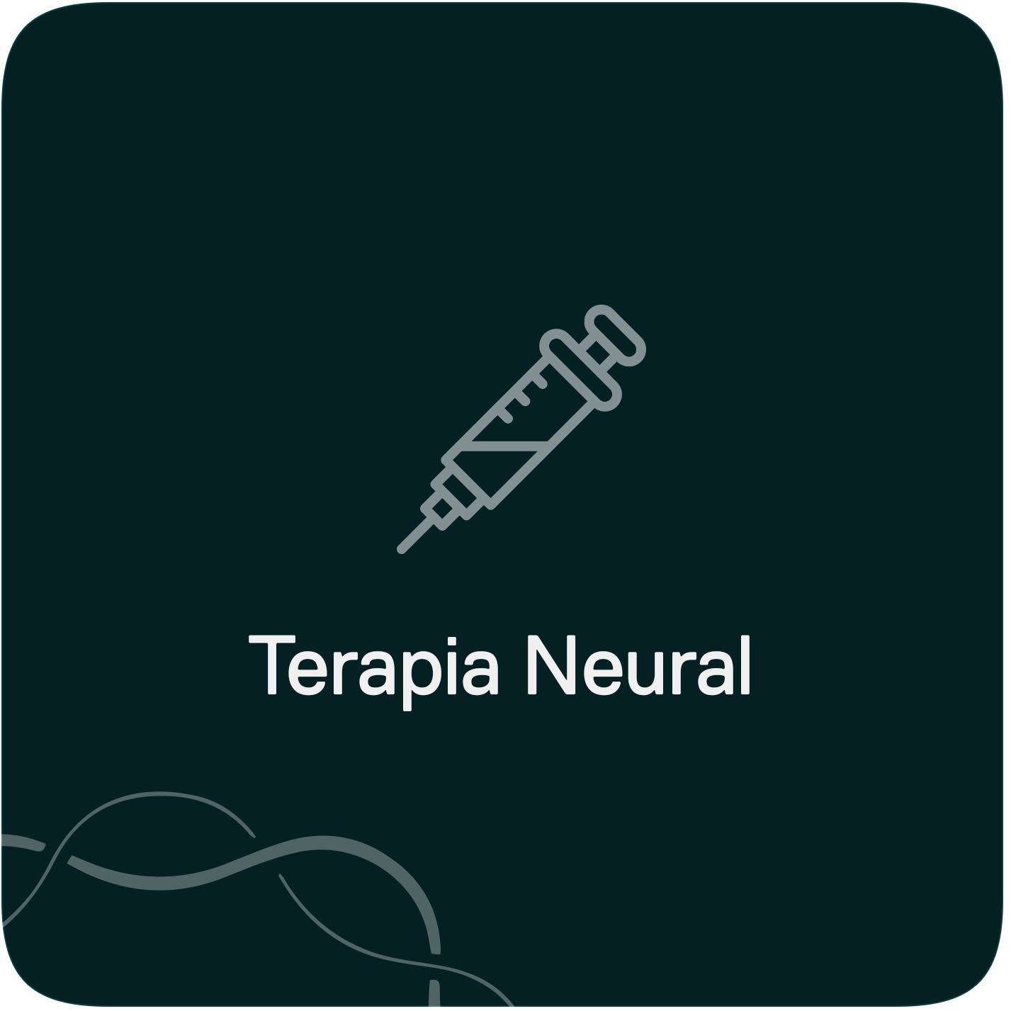 Una tarjeta cuadrada oscura con el icono de una jeringa y el texto 