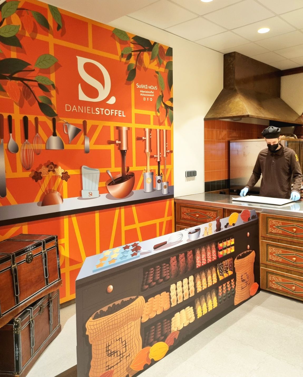 Chocolate shop interior. 