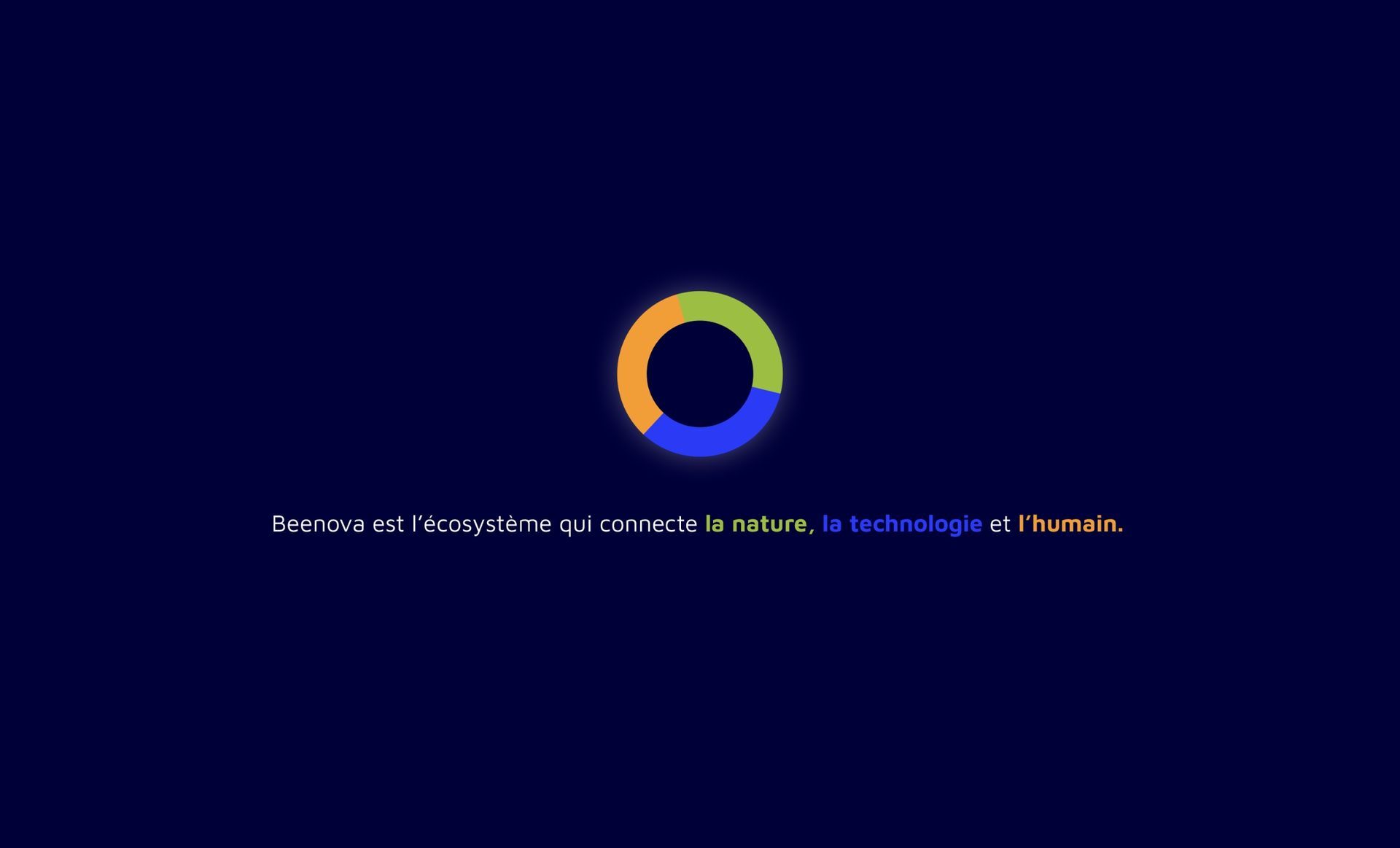 A colorful circular progress indicator on a dark blue background.