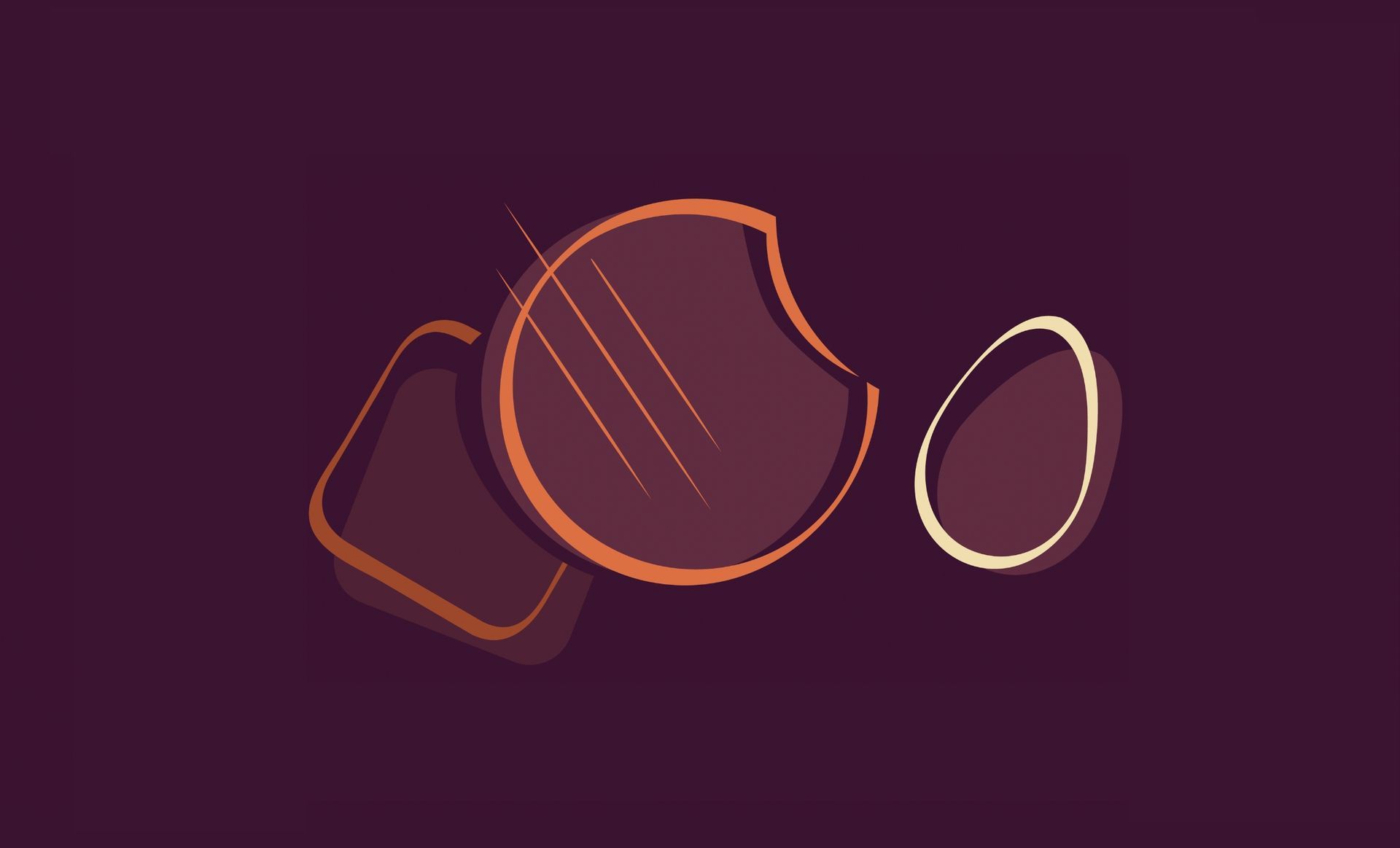 Brown pixel art shapes rotate against a dark purple background.