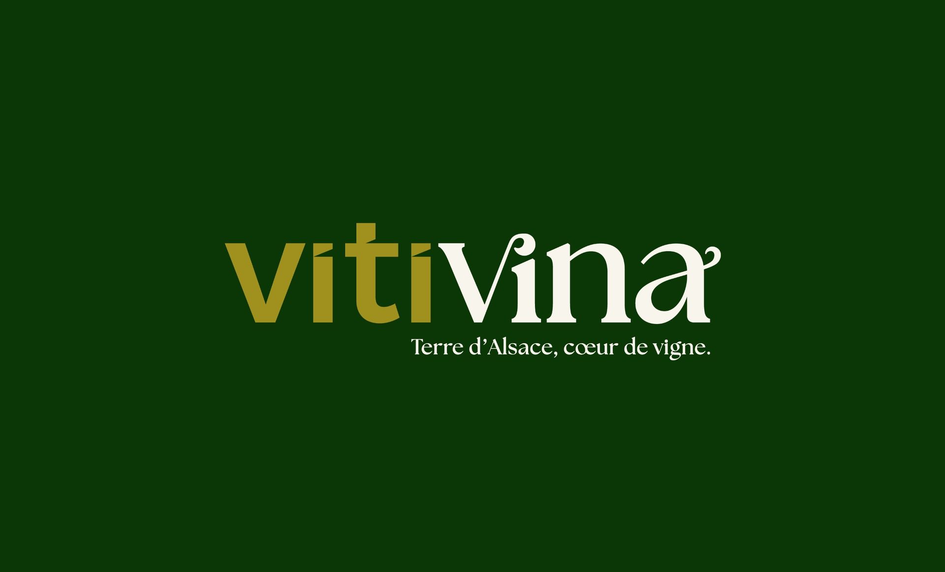 Logo for vitivina in gold and white text on a dark green background.
