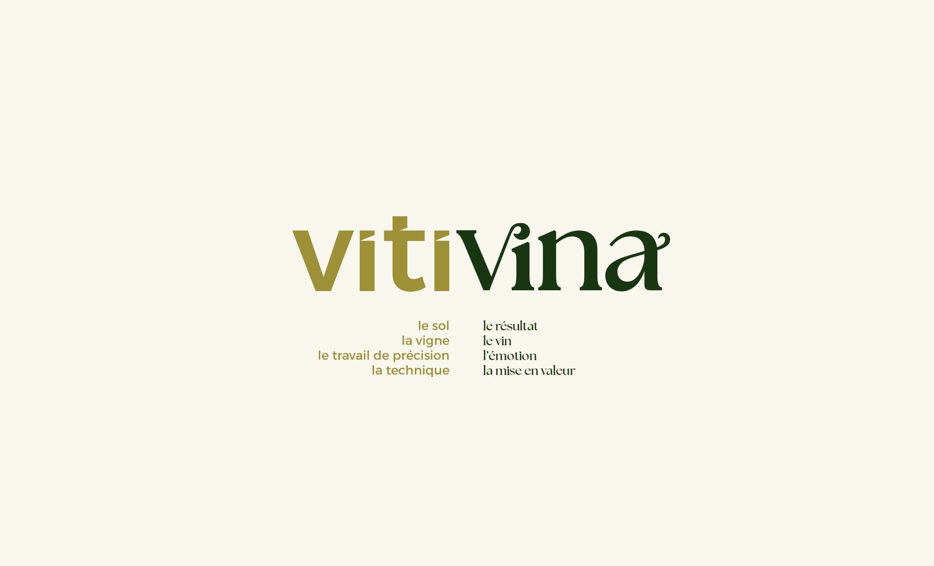 Logo for Vitivina in olive green and gold on a beige background.