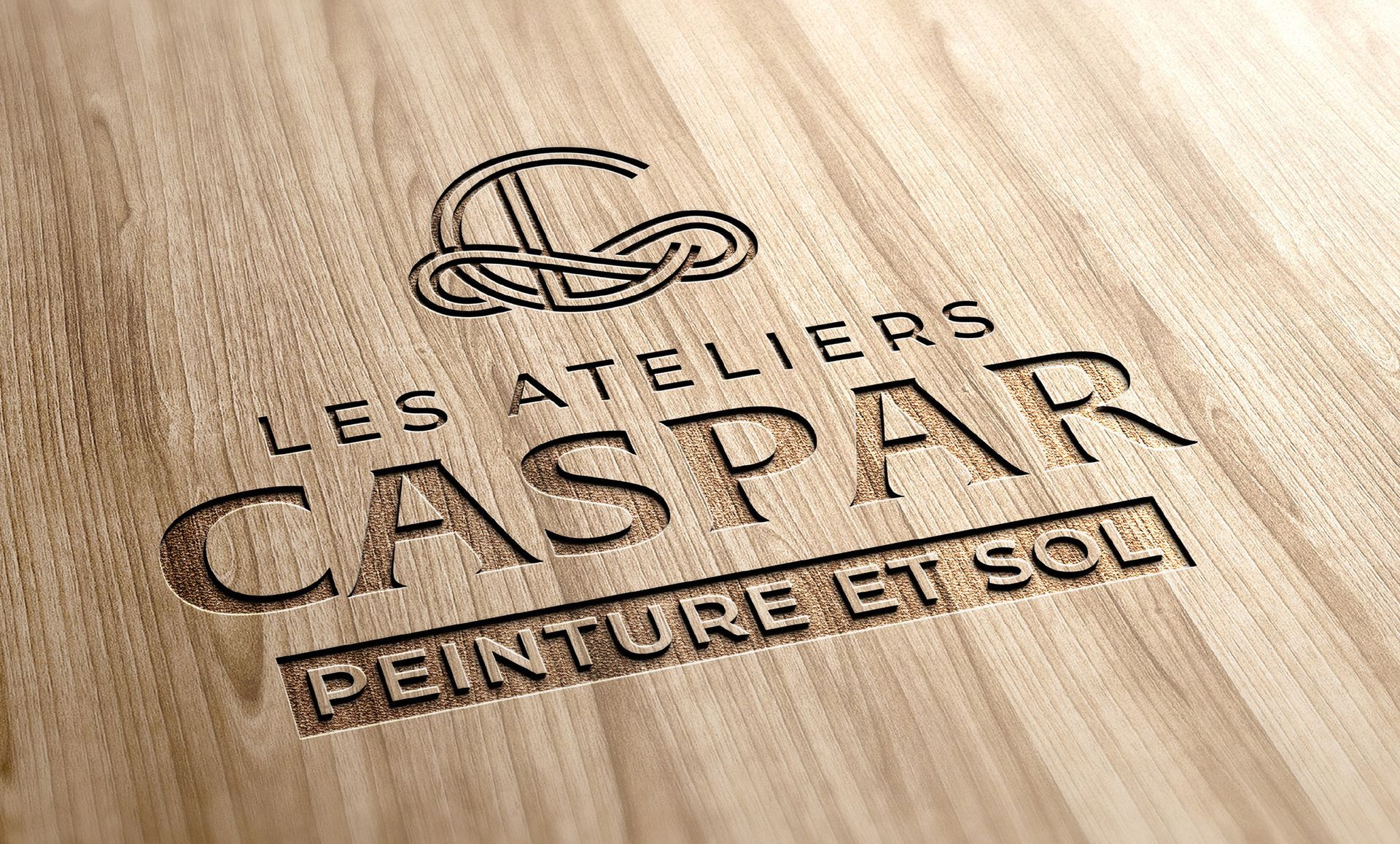 Logo engraved in wood: