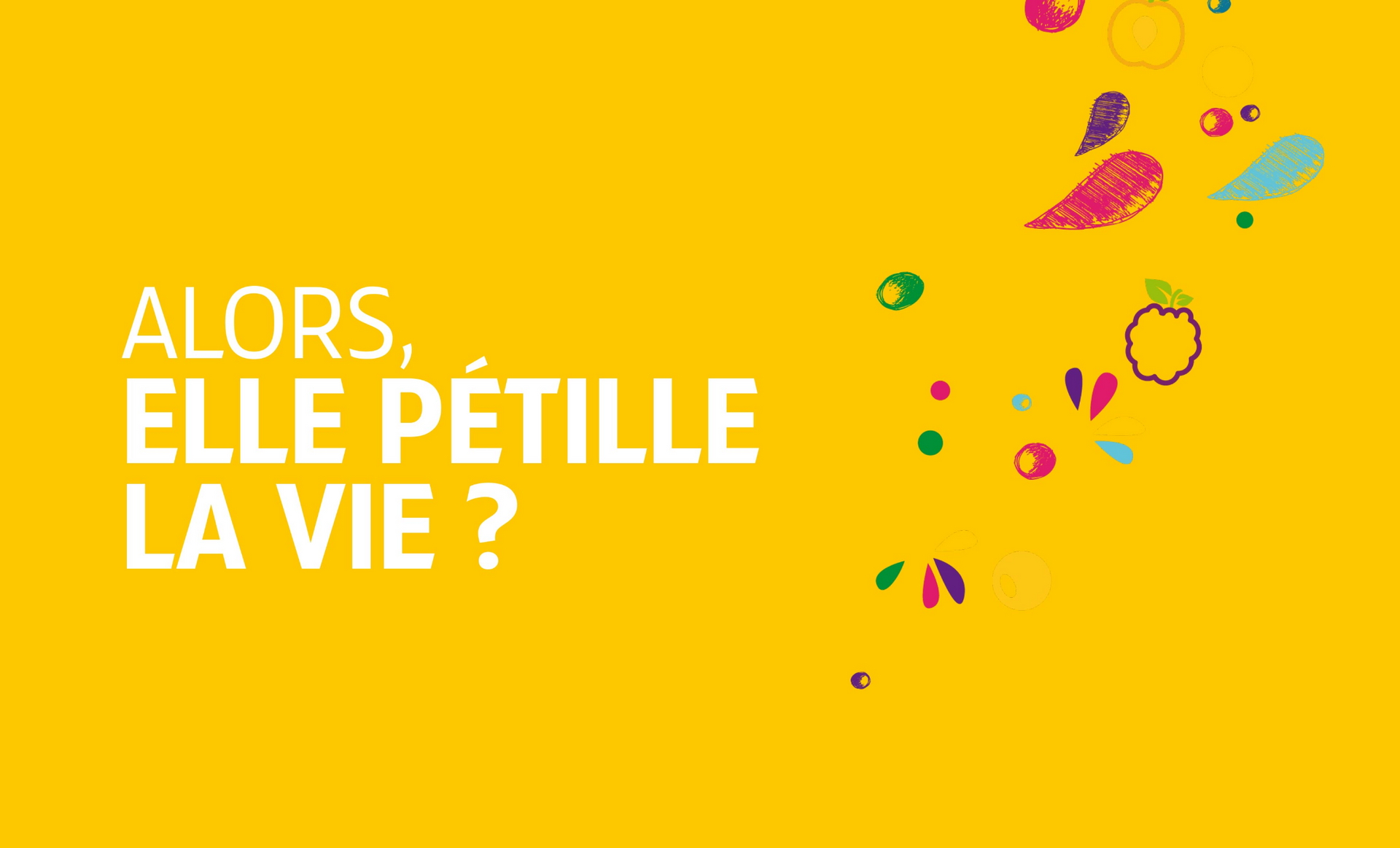 Yellow background with white text