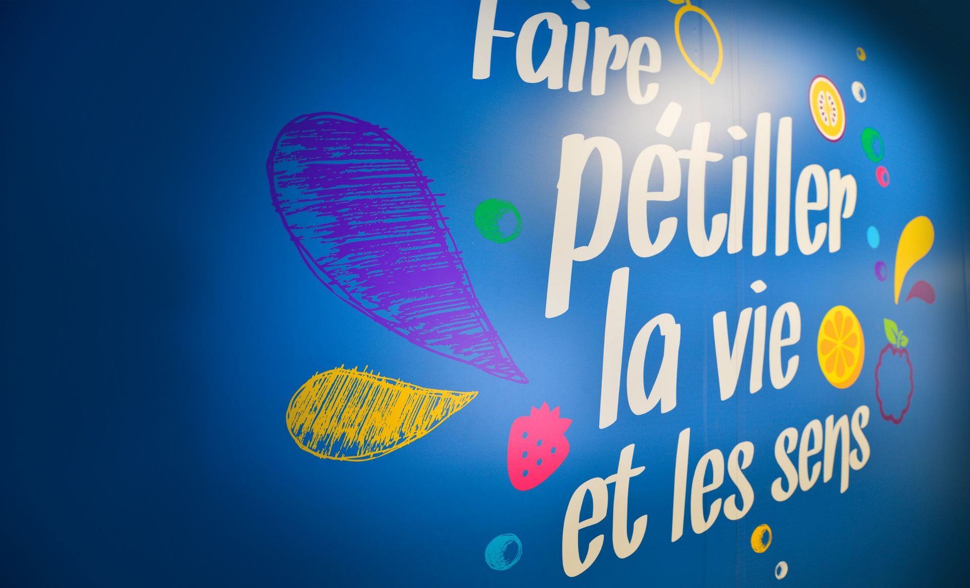 Blue wall with French text