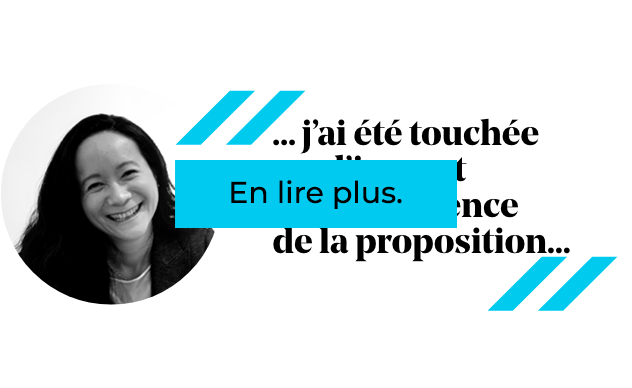 Phuong Kuhn, citation texte : « ...J'ai été touchée par... la proposition. » Bouton « Lire la suite ».