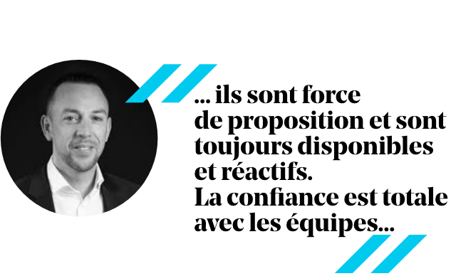 Thomas Missemer avec une citation sur la disponibilité, la réactivité et la confiance avec les équipes.
